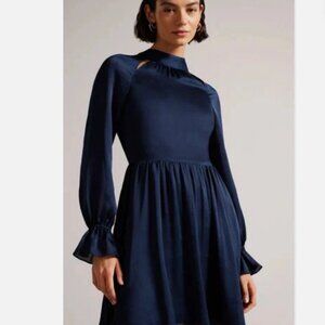 NWT Ted Baker Ryaa High Neck Georgette MinidressMini Dress Size 2